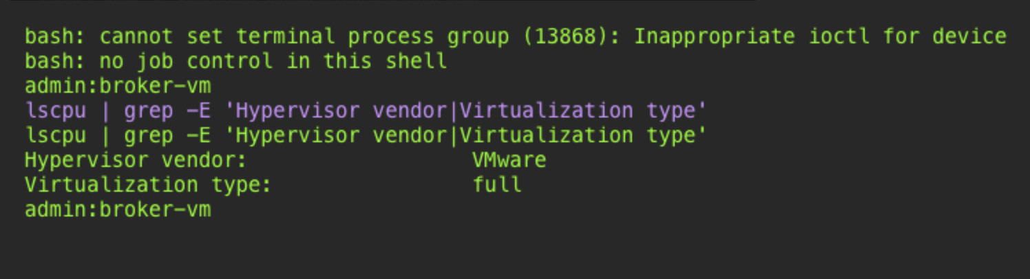 Broker VM output